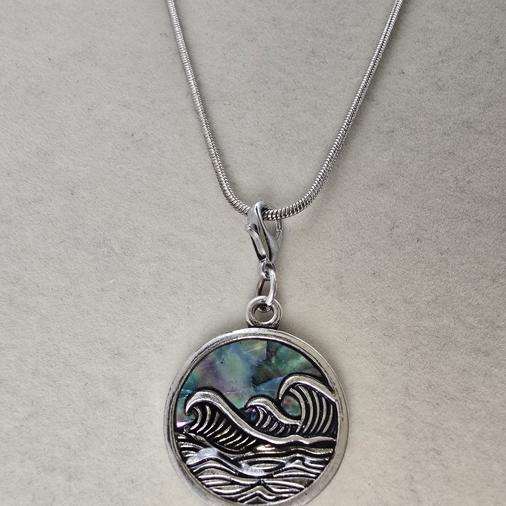Silver Wave Pendant Necklace